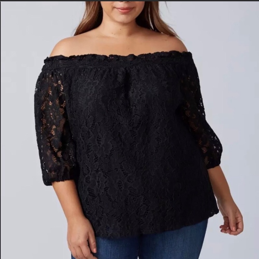 Lane Bryant Black Lace Off The Shoulder